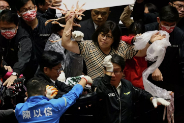 На Тайване депутаты закидали друг друга свиными кишками в знак протеста